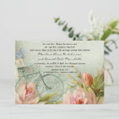 Moderne Floral Pastel Roses Butterfly Kaart (Staand voorkant)