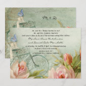 Moderne Floral Pastel Roses Butterfly Kaart (Voorkant / Achterkant)