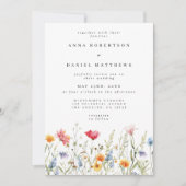 Moderne Floral QR Code photo Faire-part de mariage (Devant)