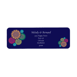 Moderne Floral roze Mandalas. Blauw retouradres Etiket
