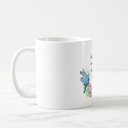 Moderne Floral Scripting 1 Peter 5:7 Koffiemok (Links)