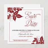 Moderne Floral sparen de (rode) Aankondiging van d (Voorkant / Achterkant)