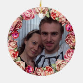   moderne Floral Striped Wedding Keramisch Ornament (Achterkant)