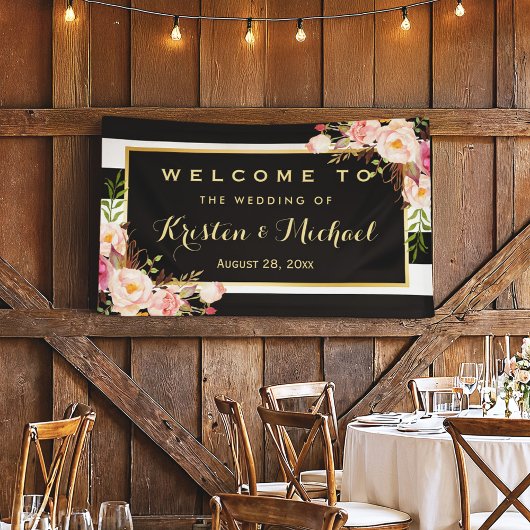 Moderne  Floral Stripes Decor Wedding Party Spandoek