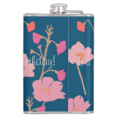 Moderne Floral Verjaardag met aangepaste leeftijd Heupfles (Achterkant)