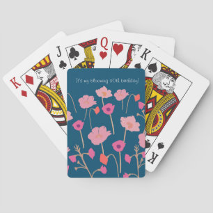 Moderne Floral Verjaardag met aangepaste leeftijd Pokerkaarten