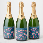 Moderne Floral Verjaardag met aangepaste leeftijd Sparkling Wijnetiket (Flessen)