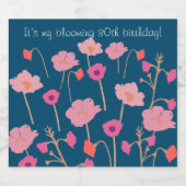 Moderne Floral Verjaardag met aangepaste leeftijd Sparkling Wijnetiket (Enkel label)