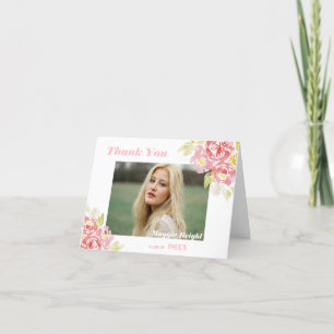 Moderne Floral Waterverf Afstudeerder Dank je wel Bedankkaart