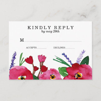 Moderne Floral Waterverf bruiloft | RSVP-kaart RSVP Kaartje