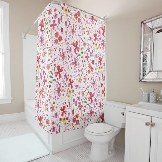 Moderne Floral-Waterverf Douchegordijn (In situ)