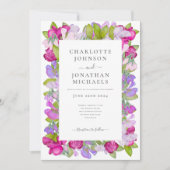 Moderne Floral Waterverf Elegant Bruiloft Kaart (Voorkant)