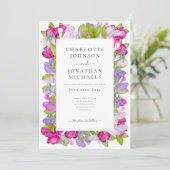 Moderne Floral Waterverf Elegant Bruiloft Kaart (Staand voorkant)