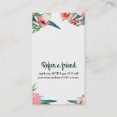 Moderne Floral Waterverf Elegant Verwijs een vrien Aanbevelingskaartje (Voorkant)