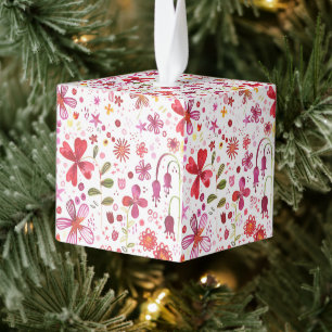 Moderne Floral-Waterverf Kubus Ornament