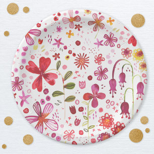 Moderne Floral-Waterverf Papieren Bordje