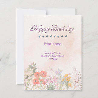 Moderne Floral Waterverf Verjaardag Kaart Notitiekaartje