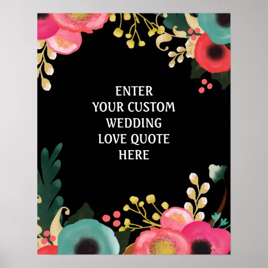 Moderne Floral Wedding Custom Love Quote Prints (Voorkant)