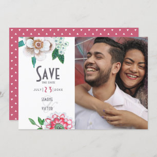 Moderne florale en stippen Sla de datum op Save The Date