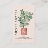Moderne florale ontwerper plant roze logo qr code visitekaartje (Voorkant)