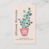 Moderne florale ontwerper plant roze logo qr code visitekaartje (Voorkant)