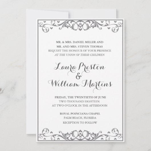 Moderne Flourish & Heart Faire-part de mariage (Devant)