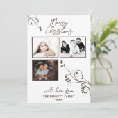 Moderne foliage 3 Kerstmis met fotocollage Kaart (Staand voorkant)