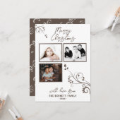 Moderne foliage 3 Kerstmis met fotocollage Kaart (Voorkant / Achterkant in situ)