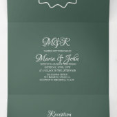 Moderne Folie Groene Ring Trouwlogo Drieluik Uitnodiging (Binnenkant midden)