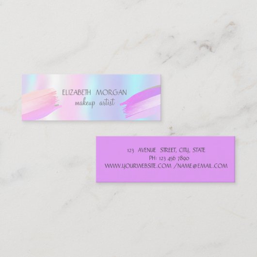 Moderne Folie penseelstreek, holografisch Mini Visitekaartje (Voorkant / Achterkant)
