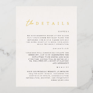 Moderne Folie White Wedding Details Enclosure Card Feestdagen Briefkaart