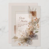 Moderne folk botanische bruiloft kaart (Voorkant / Achterkant)