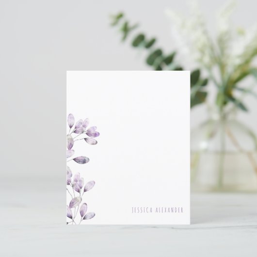 Moderne font plum Foliage Personalized Stationery (Staand voorkant)
