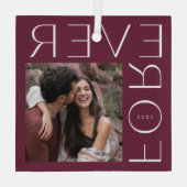 Moderne forever koppels foto & jaar glas ornament (Achterkant)