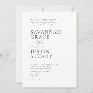 Moderne formele zwart-wit bruiloft kaart