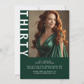 Moderne foto 30e verjaardag uitnodiging – Emerald (Voorkant)