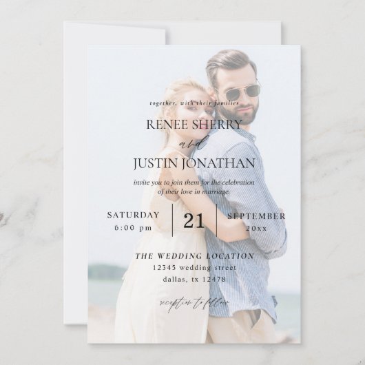 Moderne foto 5 Vertical Wedding Kaart (Voorkant)