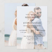 Moderne foto 5 Vertical Wedding Kaart (Voorkant / Achterkant)