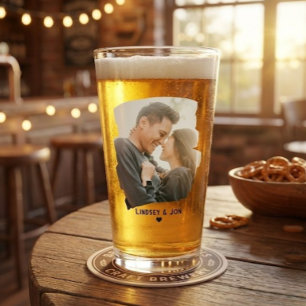 Moderne foto aangepaste naam of bericht bier  glas