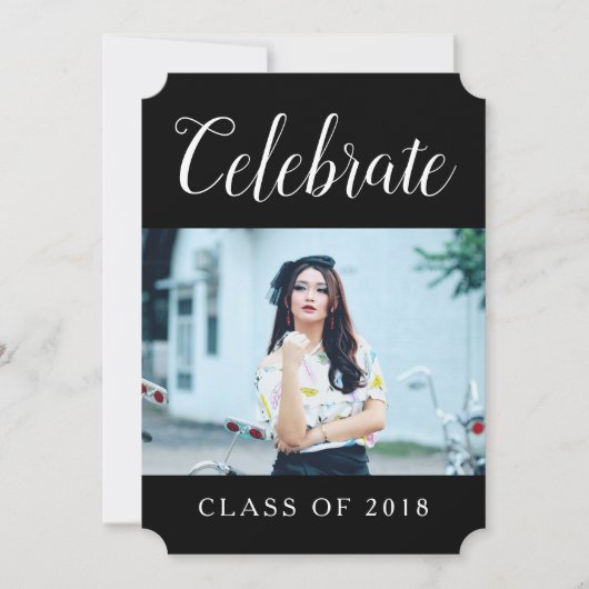 Moderne foto afstudeerfeest uitnodigen | Zwart Kaart (Voorkant)