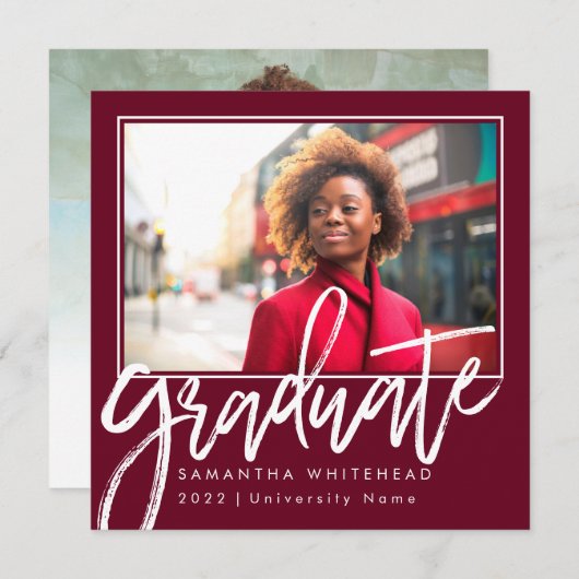 Moderne foto Afstuderen 2022 Aankondiging Bourgogn (Voorkant / Achterkant)