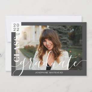 Moderne Foto Afstuderen Aankondiging 2022 Dark Gre