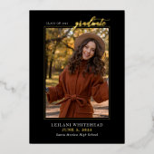 Moderne foto Afstuderen Black Folie Uitnodiging (Voorkant)