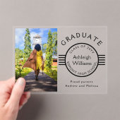 Moderne foto Afstuderen Black Stripes Afstuderen A Acryl Uitnodigingen (Insitu (Draagbaar))