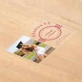 Moderne foto Afstuderen Magenta Stripes Afstuderen Acryl Uitnodigingen (Laagn)