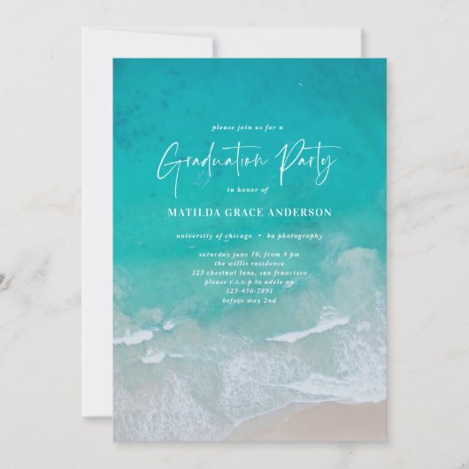 Moderne foto afstuderen oceaanstrandscript modern (Voorkant)