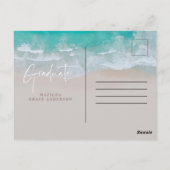 Moderne foto afstuderen oceaanstrandscript modern briefkaart (Achterkant)