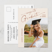 Moderne foto afstuderen partij uitnodiging (Voorkant / Achterkant)