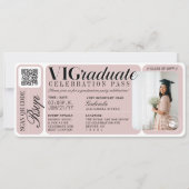 Moderne Foto Afstuderen Party Event Ticket QR Code Kaart (Voorkant)