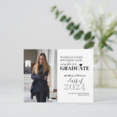 Moderne foto afstuderen typografische afstuderen aankondigingskaart (Staand voorkant)